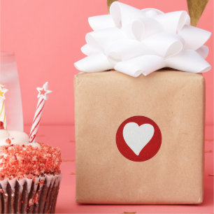 Liebe Herz Weißer Glitzer Valentine Klassische Run Runder Aufkleber