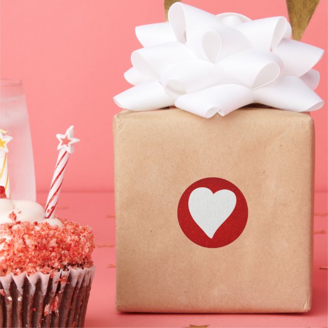 Liebe Herz Weißer Glitzer Valentine Klassische Run Runder Aufkleber (Party)