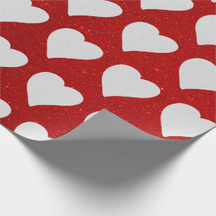 Liebe Herz Weißer Glitzer Valentine Wrapping Pape Geschenkpapier