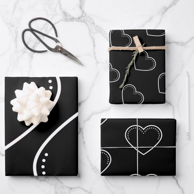 Liebe Herz Weißer Valentin Geschenkpapier Set (Vorderseite)