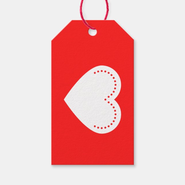 Liebe Herz White Valentine's Gift Tags Geschenkanhänger (Vorderseite)