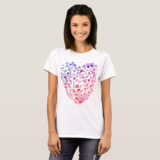 Liebe, Herz Zeichnend T - Shirt (Vorne ganz)