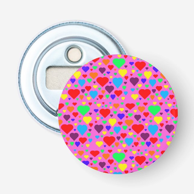 Liebe Herzen auf rosa Flaschenöffner (Vorderseite)