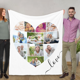 Liebe Herzförmige 11-Foto-Collage Weiß Fleecedecke