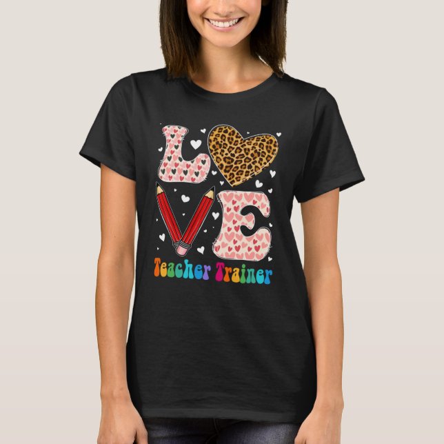 Liebe Herzlehrer Ausbilder Leopard Kariert Red Val T-Shirt (Vorderseite)