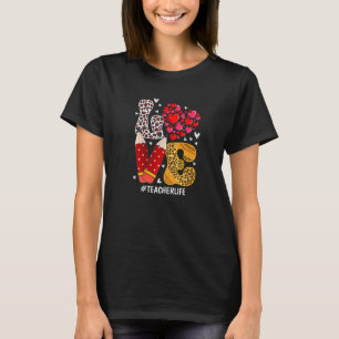 LIEBE Herzlehrer Leben Kariert Red Leopard Valenti T-Shirt