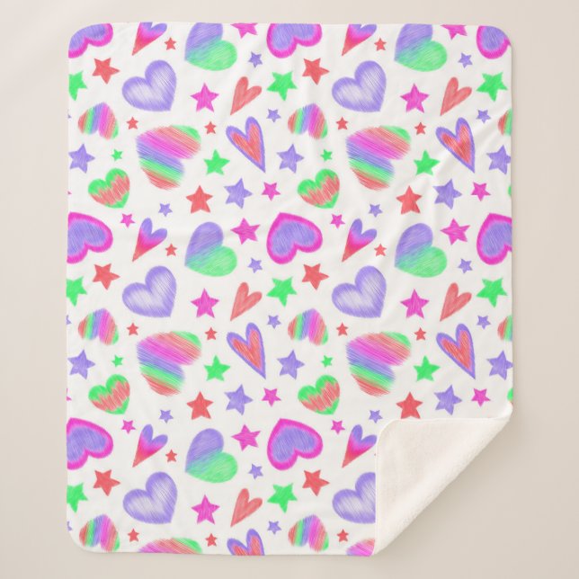 Liebe Herzlich romantisches Girly-Muster Moderne Sherpadecke (Vorderseite)