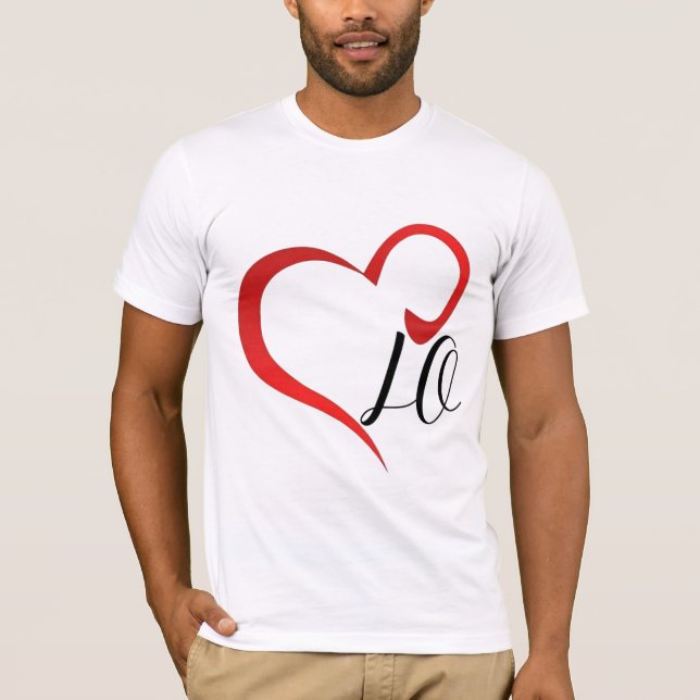 Liebe Herzmonogramm benutzerdefinierte Anfangsbuch T-Shirt (Vorderseite)
