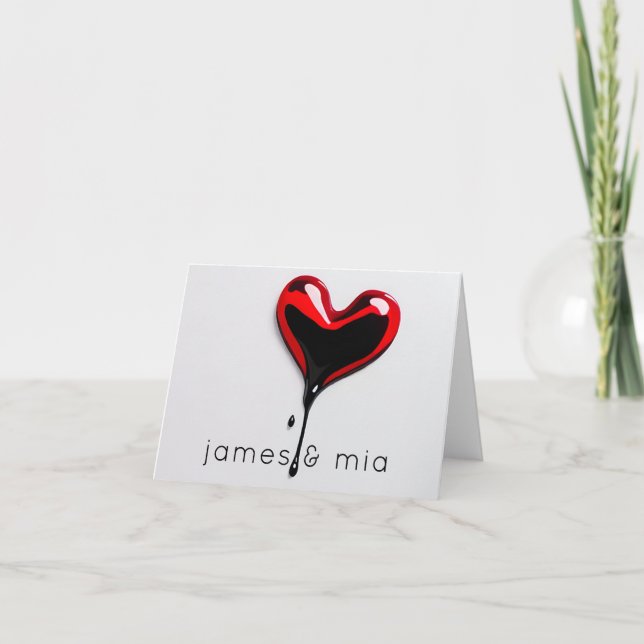 Liebe Herzmonogramm Name einfach modern minimal Dankeskarte (Vorderseite)