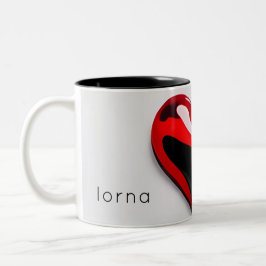 Liebe Herzmonogramm Name einfach modern minimal Zweifarbige Tasse