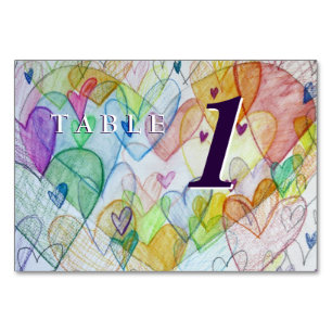 Liebe Herzrainbow Custom Tischnummer Cards