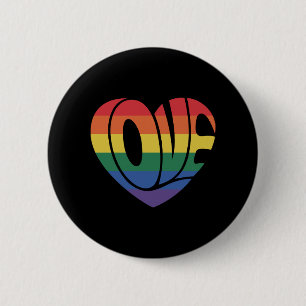 Liebe Herzretro 70er Groovy LGBT Rainbow Prix Button