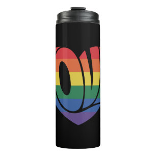Liebe Herzretro 70er Groovy LGBT Rainbow Prix Thermosbecher
