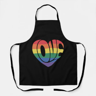 Liebe Herzretro Groovy LGBT Rainbow Pride Gear Schürze