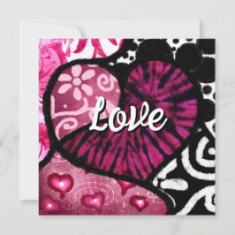 Liebe Herzrosa florale Polka Dot Valentinstag Feiertagskarte