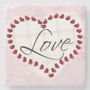 LIEBE Herzrosa und Rotes Valentin Steinuntersetzer