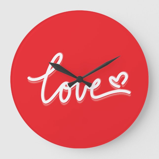 Liebe Herzvalentine Große Wanduhr (Vorderseite)