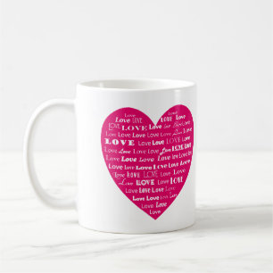 Liebe Herzwolke - Weiß auf Fuchsia Pink Tasse