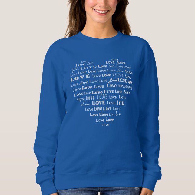 Liebe Herzwolke - Weiß in gemischten Schriftart Sweatshirt (Vorderseite)