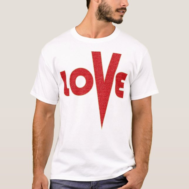 Liebe High / Letter Art Red and Gold Glitzer T-Shirt (Vorderseite)