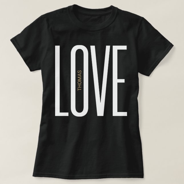 Liebe High Letters Monogram White Gold Chic Design T-Shirt (Design vorne)