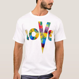 Liebe High V Farbige Abstrakte Art Regenbogenbrief T-Shirt