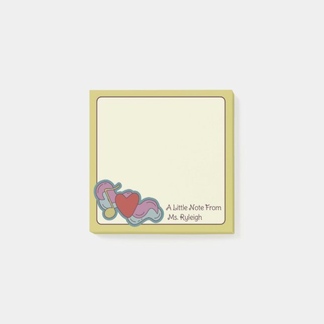 Liebe Hinweis: Doodles für Musikliebhaber Gelb Post-it Klebezettel (Vorderseite)