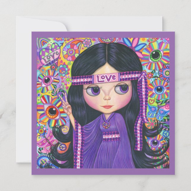 Liebe Hippie Girl Blume Kinderfriedenszeichen (Vorderseite)