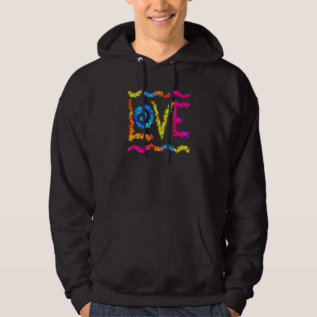 Liebe Hippie Groovy Rainbow Graffiti Spray Paint L Hoodie (Vorderseite)