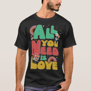 Liebe Hippie Peace Signie 60er 70er Groovy Retro V T-Shirt