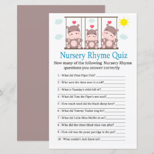 Liebe hippo Kinderzimmer Rhyme Quiz Kinderduschens