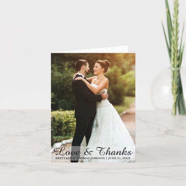 Liebe Hochzeit & Dank Braut & Foto Hinweis Dankeskarte (Vorderseite)