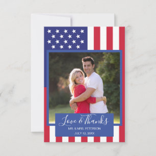 Liebe Hochzeit dank Patriotic American Flag Foto Dankeskarte