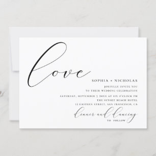Liebe. Hochzeit in Schwarz-Weiß Einladung