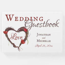 Liebe Hochzeit von Red Tulips und Herzkranz Gästebuch