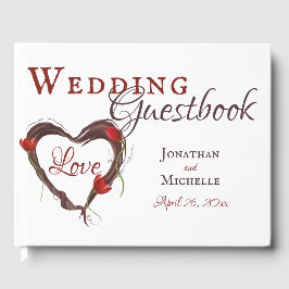 Liebe Hochzeit von Red Tulips und Herzkranz Gästebuch