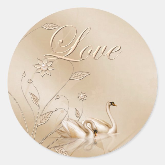 Liebe Hochzeitsticker Runder Aufkleber (Vorderseite)