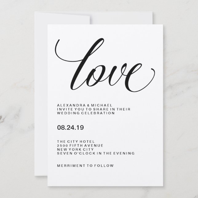 Liebe| Hochzeitstypografie auf Kraftpapier Einladung (Vorderseite)