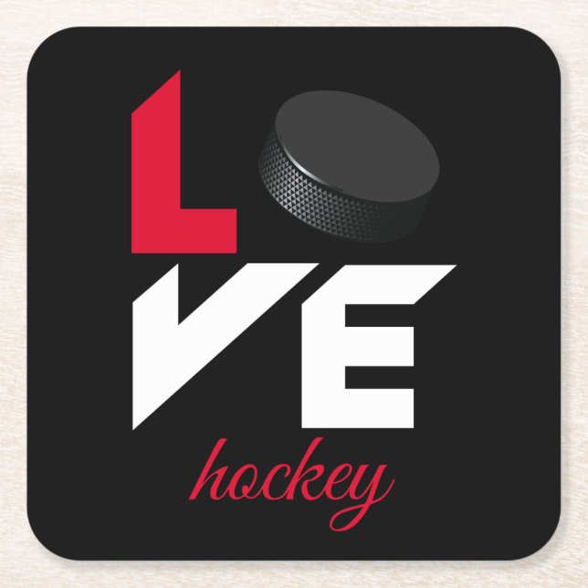 Liebe Hockey Rechteckiger Pappuntersetzer (Vorderseite)