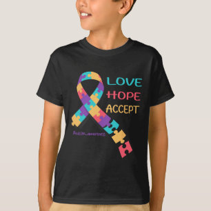 Liebe Hoffnung Akzeptiere Cool Autistisch Sei nett T-Shirt