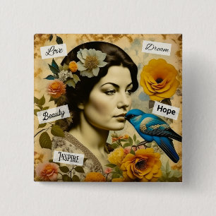Liebe, Hoffnung, Schönheit Inspirierende Vintage-F Button