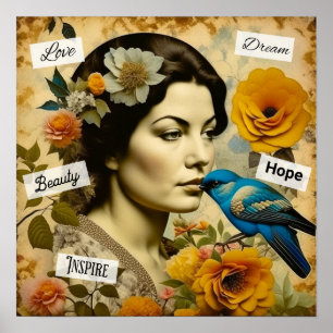 Liebe, Hoffnung, Schönheit Inspirierende Vintage-F Poster