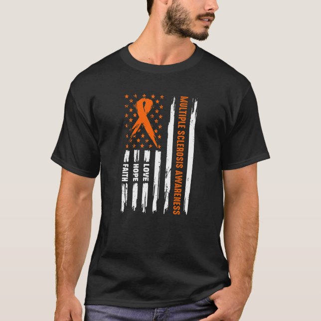 Liebe hofft auf amerikanische Flagge Multiple Skle T-Shirt (Vorderseite)