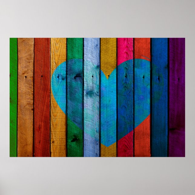 Liebe-Holzbretter für Herz Poster (Vorne)