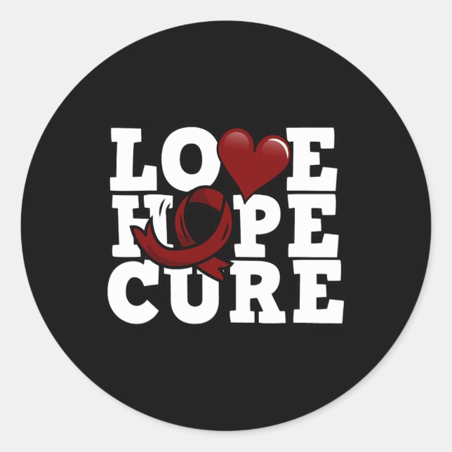 Liebe Hope Cure - Sichelzellenbewusstsein Runder Aufkleber (Vorderseite)