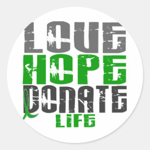 LIEBE HOPE DONATE LIFE T - Shirt, Geschenke & Bekl Runder Aufkleber