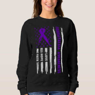 Liebe Hope Faith American Flag Lila Fibromyalgie Sweatshirt