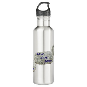 Liebe Hope Faith White Stones Edelstahlflasche