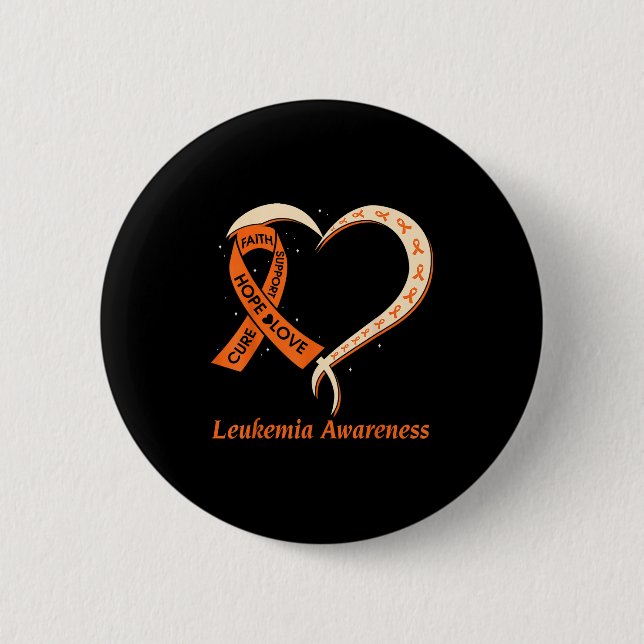 Liebe Hope Support Leukämie Krebsbewusstsein Orang Button (Vorderseite)