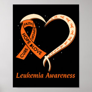 Liebe Hope Support Leukämie Krebsbewusstsein Orang Poster